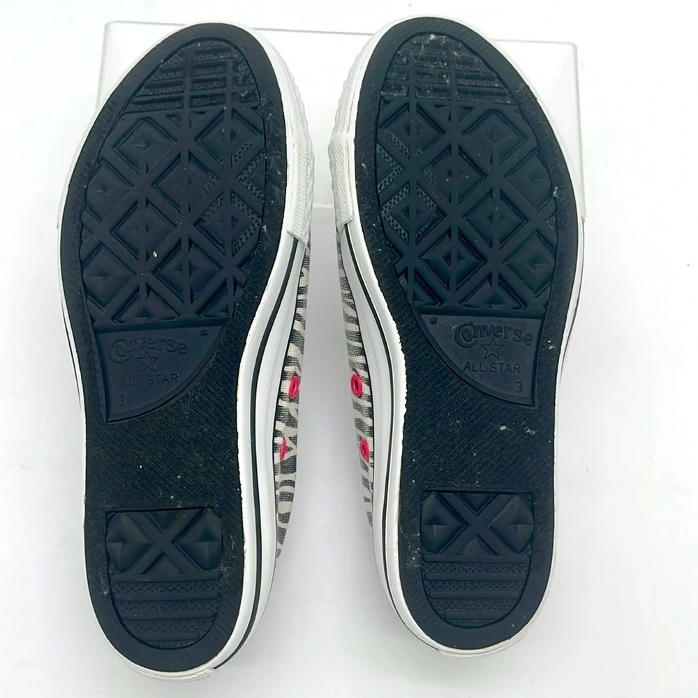 Converse All Star Low PINK Zebra Stripe Print Youth Athletic Shoes Size 3Y